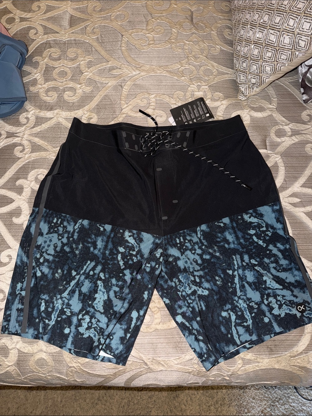 Outerknown Apex Black and Blue Marbled Boardshorts by Kelly Slater